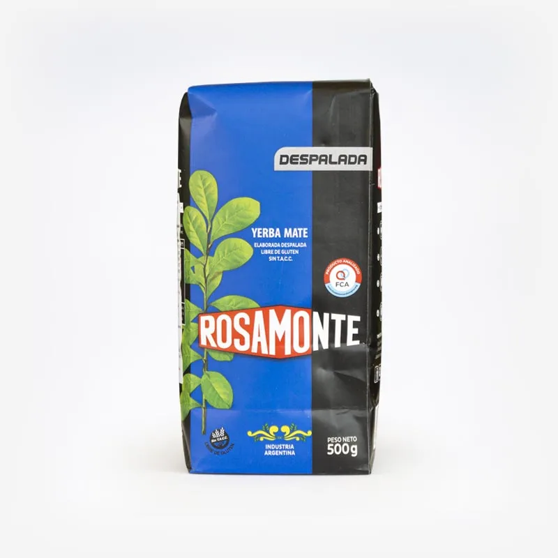 Erva-mate sem galhos/palitos para mate. Erva-mate descansada sem palitos em fundo branco. Pacote Azul e Preto. Erva-mate para Terere.