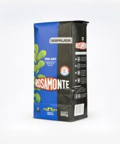 Erva-mate sem galhos/palitos para mate. Erva-mate descansada sem palitos em fundo branco. Pacote Azul e Preto. Erva-mate para Terere.