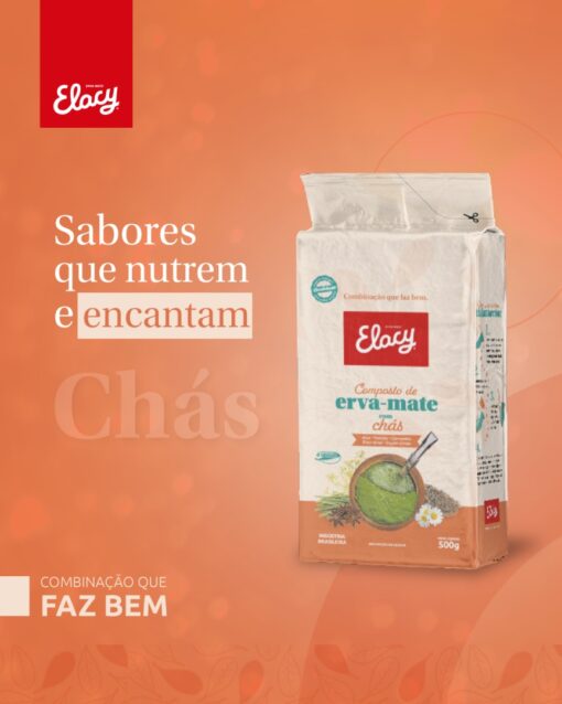 Erva Mate Chimarrão ELACY COMPOSTA CHÁS Gaúcho Vácuo 500g - Imagem 3