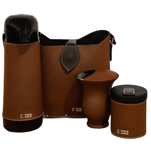 Kit Bolsa Chimarrão Mateira Feminina Slim Marrom 5 PEÇAS - Imagem 5